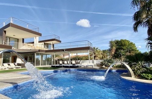 Calafat Villa | Isabella, spacious modern villa with sea views from balconies, spa-style pool, within 5mins walk of beach where there are beach bars and restaurants