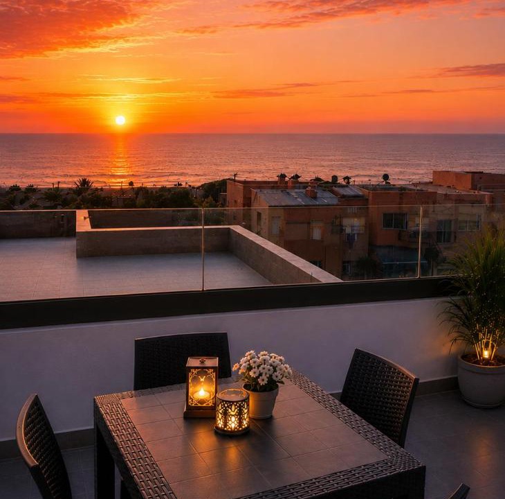 Imi Ouaddar Apartment | Luxury Berber Chic, Direct Access to Beach, Private Balcony, Rooftop, Parking & AC